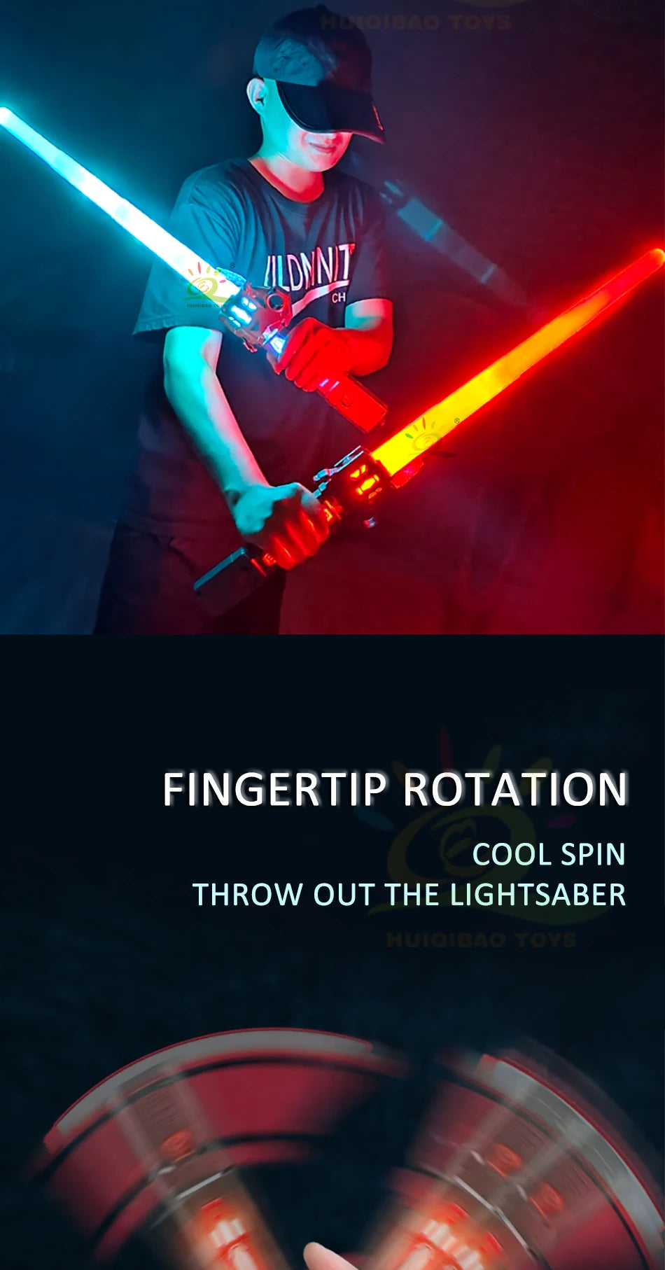 Retractable Lightsaber Finger Rotating Laser Sword Flash Luminous Soundfont Force FX FOC Blaster Cosplay Battle Toy for Children