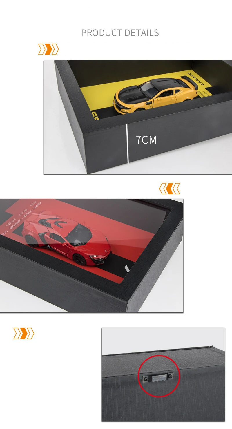 1:32 Photo Frame Version Alloy Metal Sports Car Model Simulation 3D Racing Car Hanging Painting Collection Kids Gifts Decoration